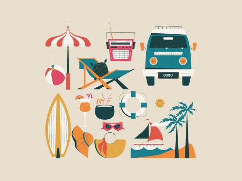 Cream Flat Travel Illustration