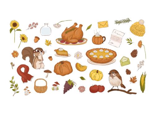 Autumn Fall Thanksgiving Clipart Illustrations