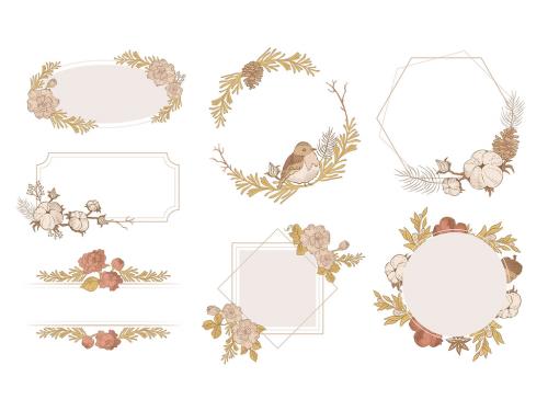 Fall Autumn Frame Wreath Border Illustrations