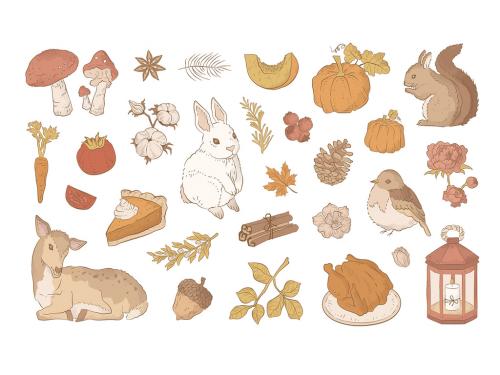 Rustic Fall Autumn Illustrations