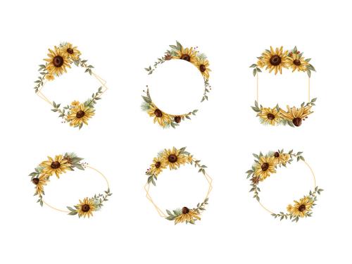 Rustic Sunflower Yellow Flower Frames Borders Clipart