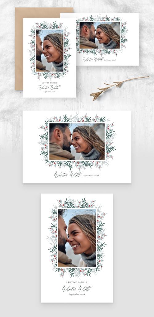 Minimal Winter Christmas Photo Card Flyer Printable