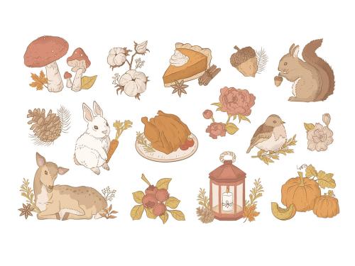 Rustic Fall Autumn Clipart Illustrations