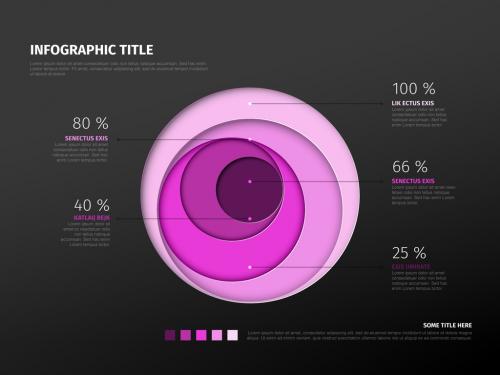 Dark Infographic Template with Percentages and Purple Accent