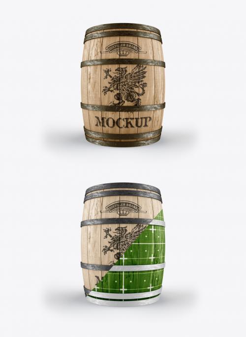 Wooden Barrel Mockup