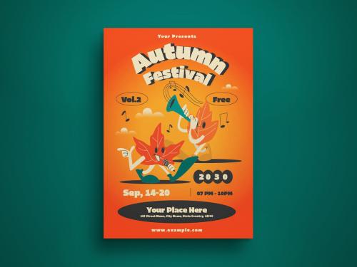 Orange Handdrawn Autumn Festival Flyer