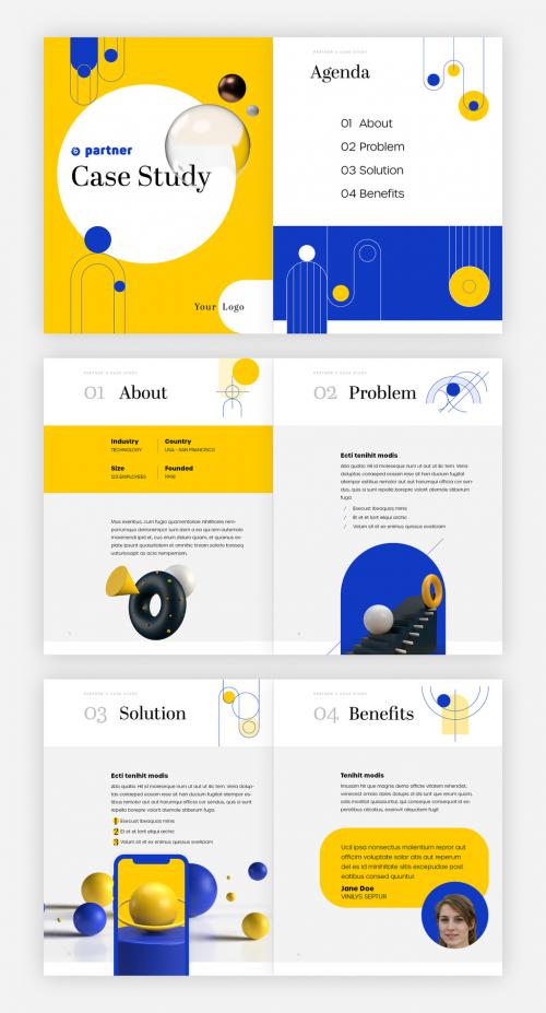 Business Case Study with Yellow and Blue Accent