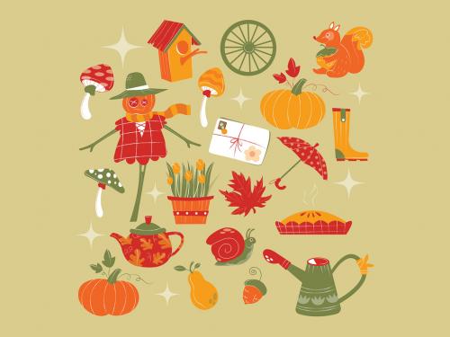 Handdrawn Autumn Illustration Asset