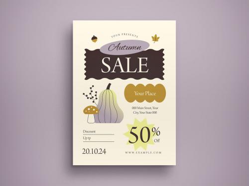 Purple Handdrawn Auntumn Sale Flyer