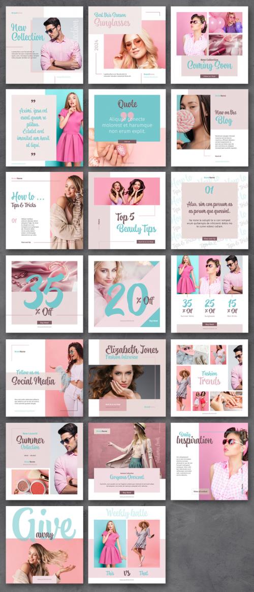 Products Promotion Social Media Post with Pink and Blue Accents