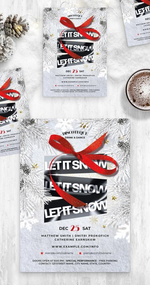 White Christmas Flyer with Snowy Winter Scene