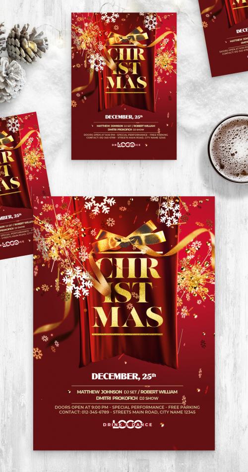 Red Christmas Flyer Poster Layout