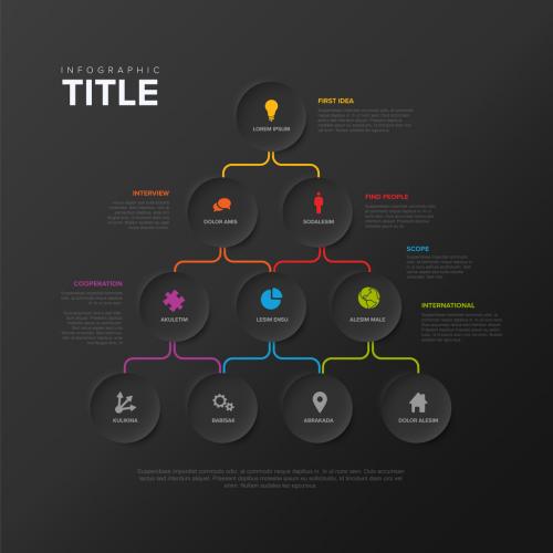 Vector Dark Minimalist Pyramid Hierarchy Infographic Template