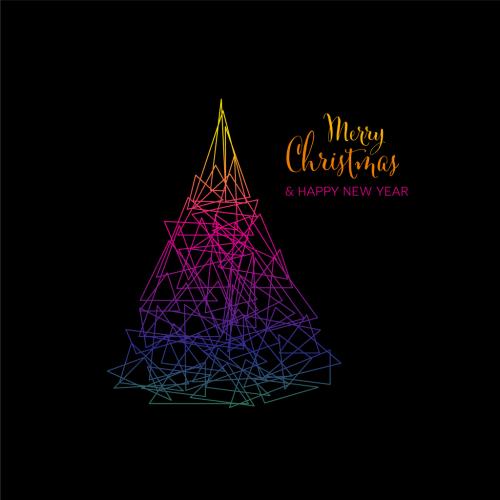 Modern Trendy Christmas Card with Triangle Christmas Tree