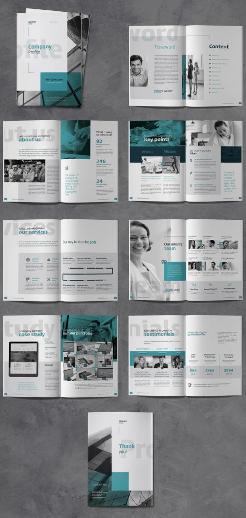 Business Brochure Company Profile with Blue Accents