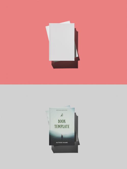 Stack of Two Hardcover Book Mockup On a Customizable Background