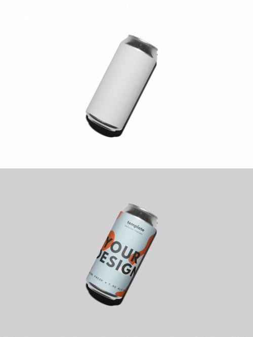 16 oz Can Mockup With On-Camera Flash Light