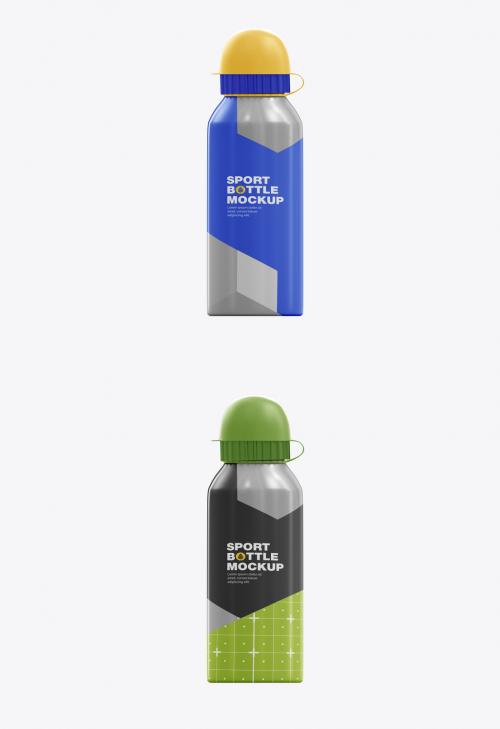 Metallic Sport Bottle Mockup