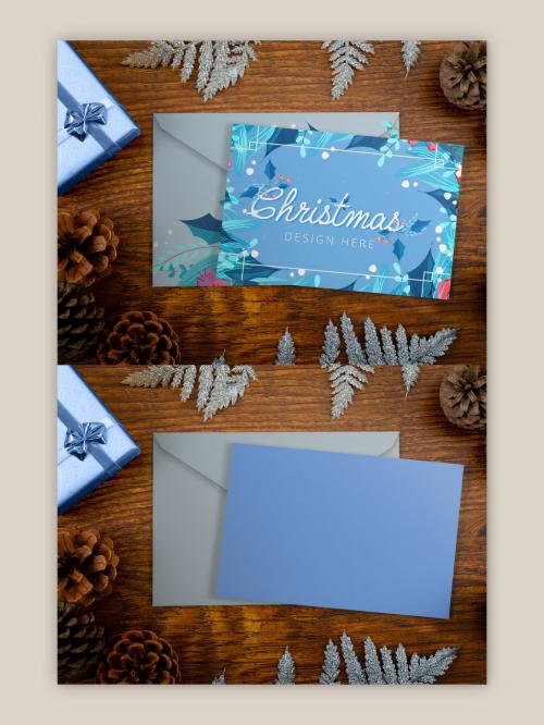 Christmas Card and Envelop Mockup