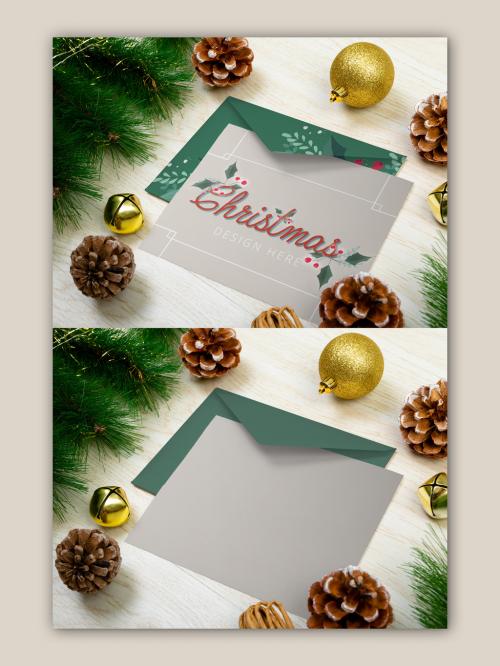 Christmas Card and Envelop Mockup