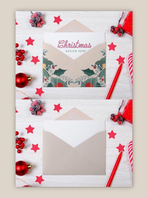 Christmas Card and Envelop Mockup