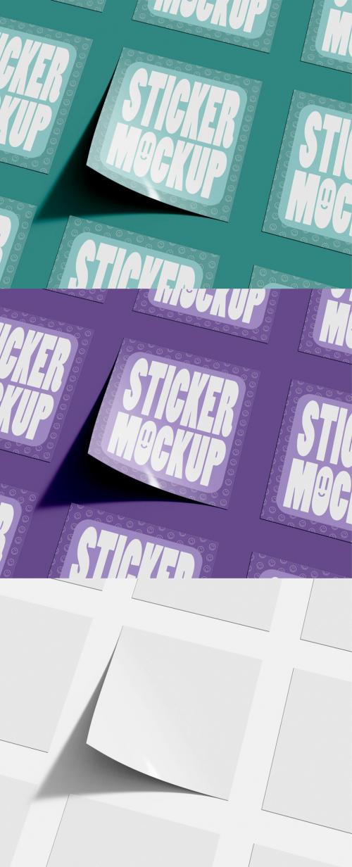 Set of Adhesive Stickers Mockup