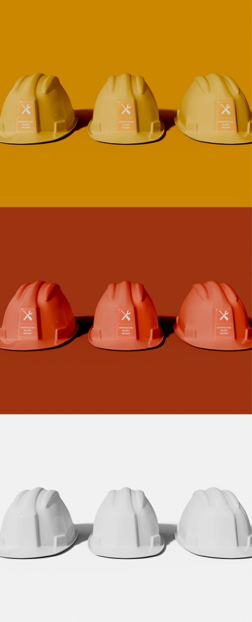 Three Construction Hard Hat Mockup