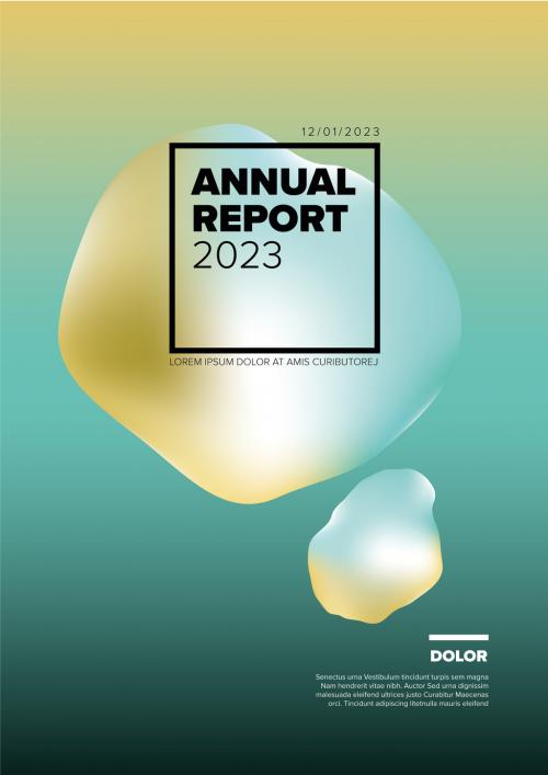 Light Annual Report Cover Page Template with Modern Abstract Shape