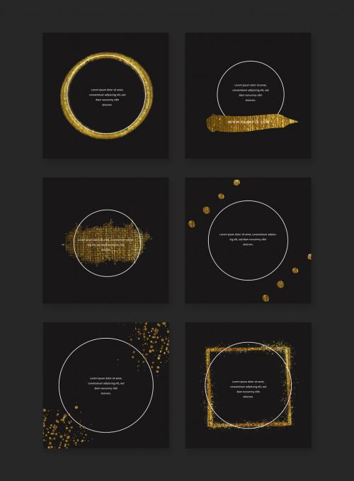 Social Media Layouts With Gold Design Elements