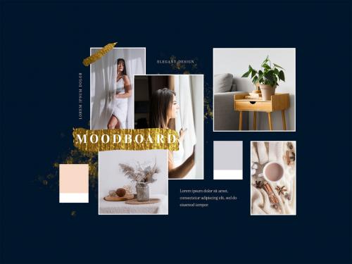 Elegant MoodBoard Mockup With Color Palette Labels