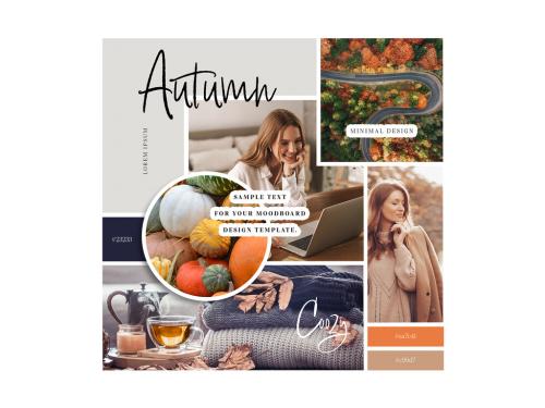 Creative Autumn MoodBoard Mockup With 5 Photo Placeholders