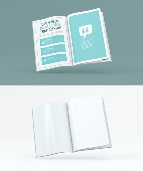 Floating Open Magazine Mockup