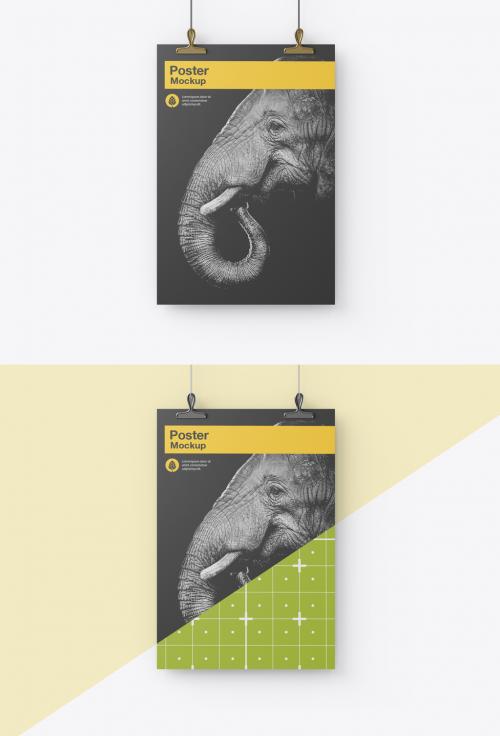 Isolated Vertical Hanging Poster Mockup