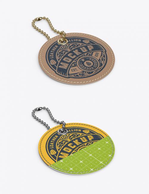 Leather Medallion with Rope Mockup