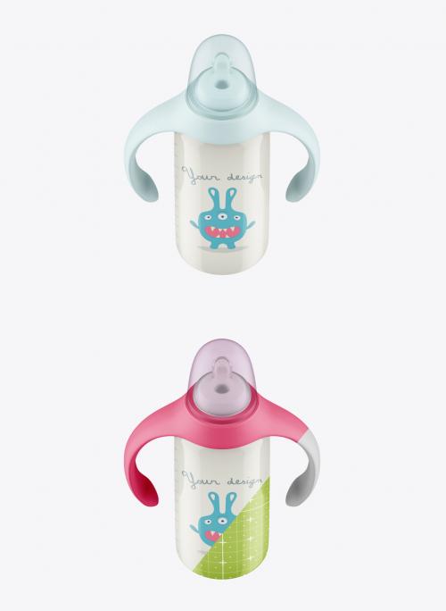 Baby Bottle with Handles Mockup