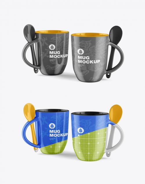 Colorfull Mug with Spoon Mockup