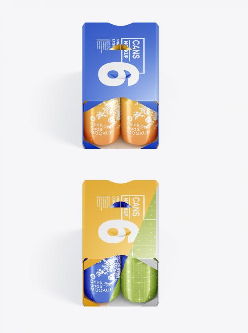 6 Cans Pack Mockup