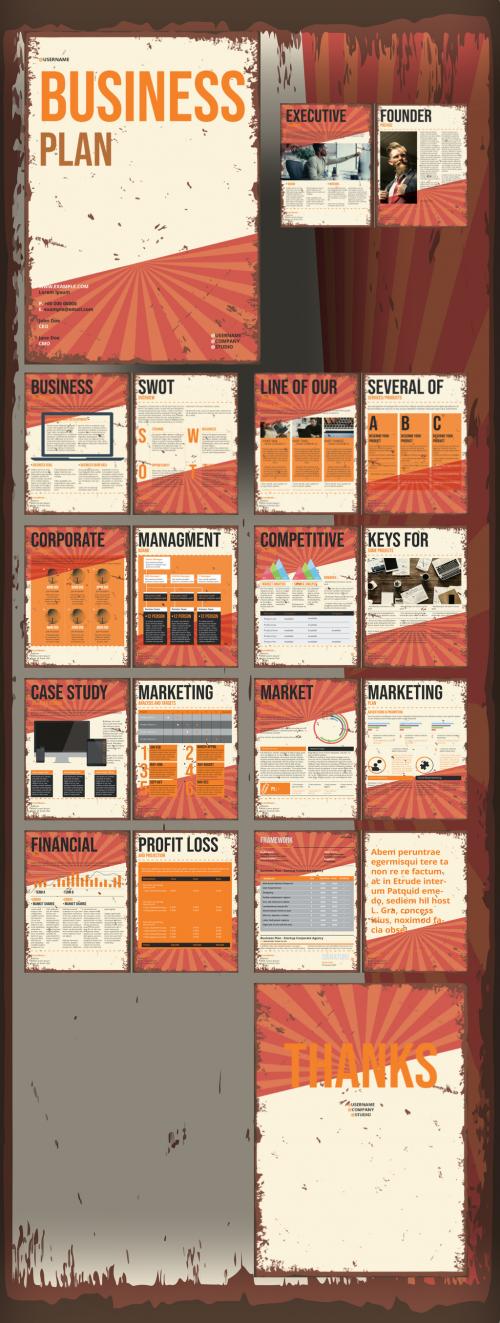 Business Plan Layouts with Vintage Backgrounds