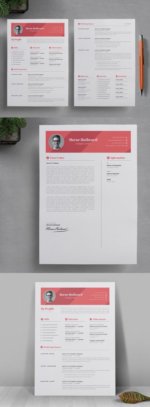 Modern Resume 2 Pages with Cover Letter Layouts