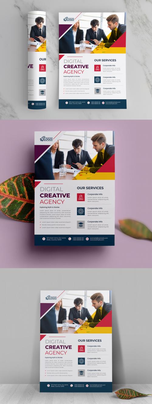 Corporate Flyer Layouts with Multicolored Vector Accents