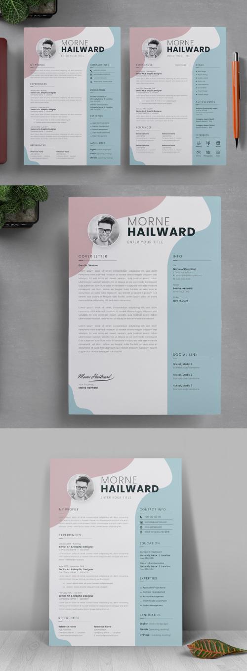 Creative Resume Set with Cover Letter Layouts Multicolored Accents