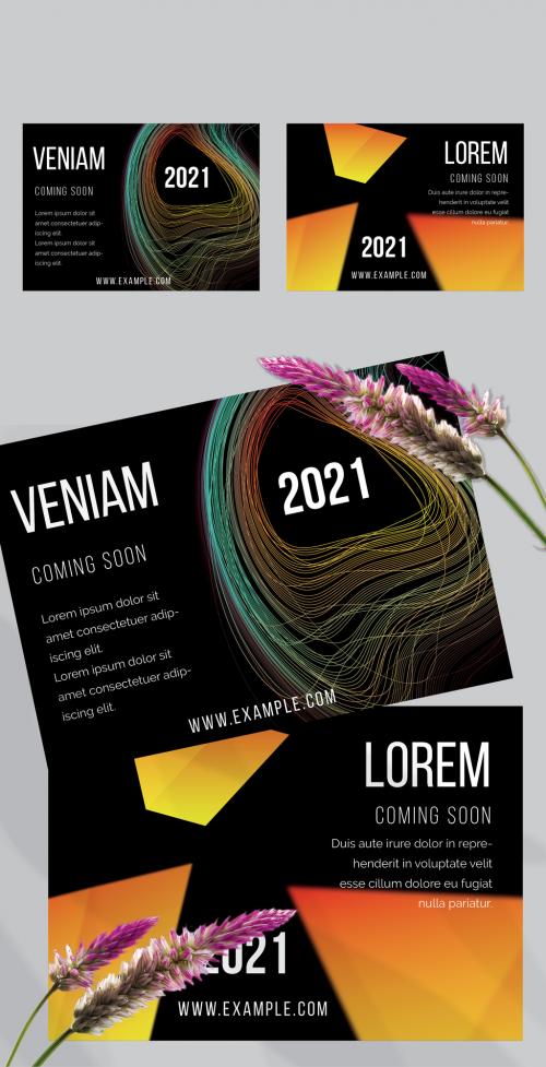 Flyer Layouts with Abstract Motion Blur and Glowing Shape