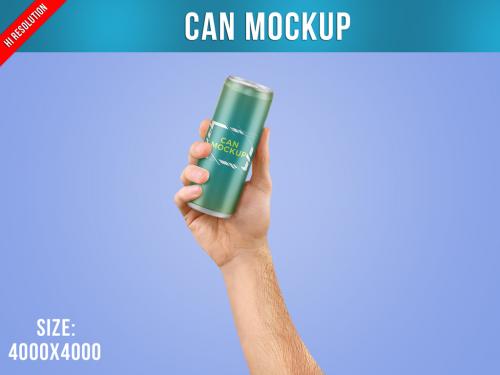 Can Mockup in a Hand