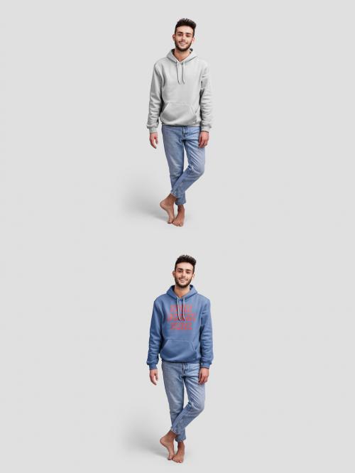 Man Wearing a Hoodie On a Studio Shot Mockup