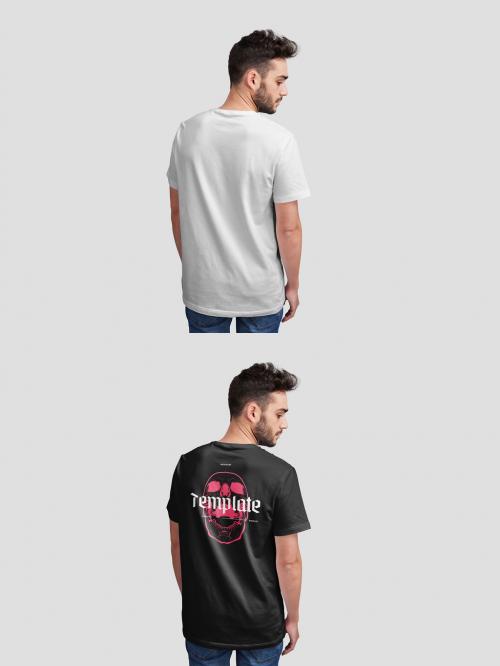 Man Showing Back of a T-Shirt Mockup