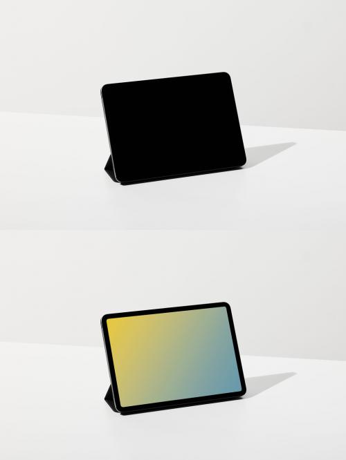 Smart Tablet Mockup in Horizontal Position With White Background