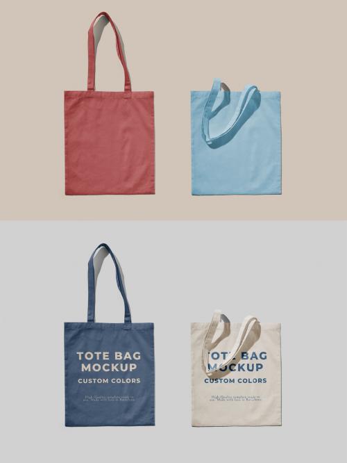 Two Tote Bag Mockup Set With Customizable Color