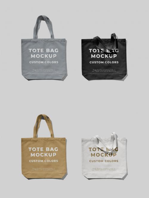 Set of Two Wide Tote Bag Mockup With Custom Color