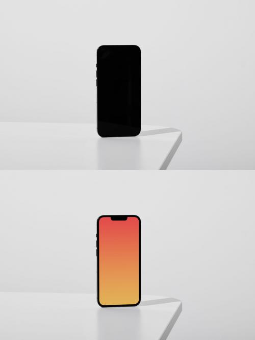 Smartphone Mockup On White Table and Background