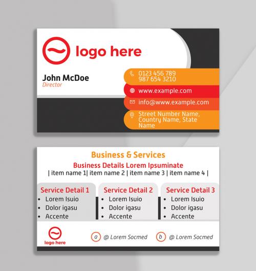 Business Card with Orange Accents
